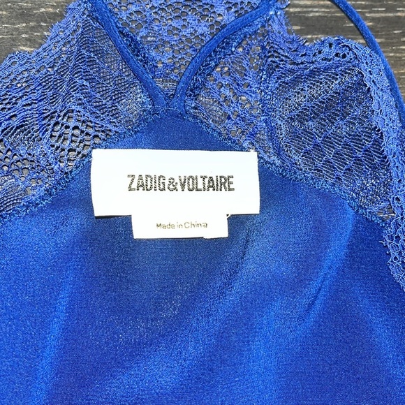 Zadig & Voltaire Christy Lace Trim Camisole Blue - Picture 6 of 9